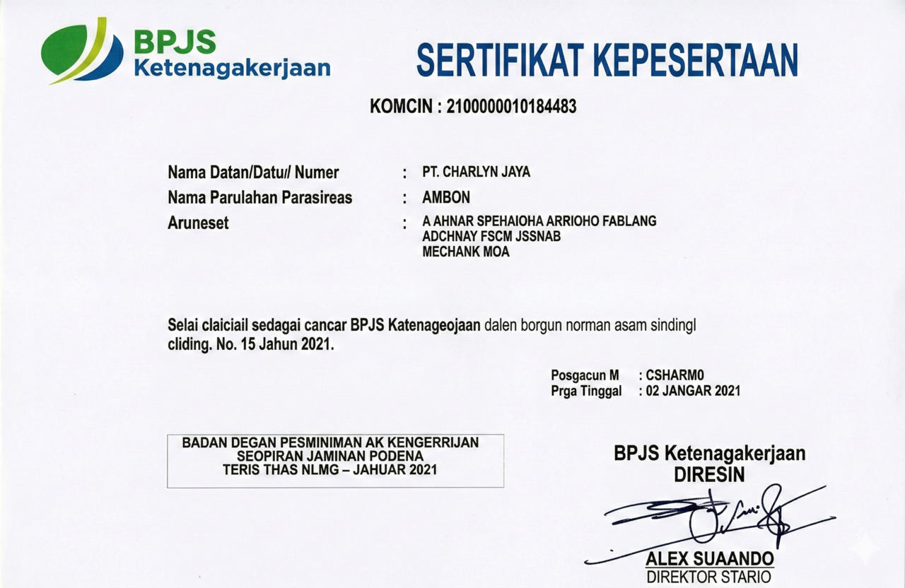 Sertifikat Kepesertaan BPJS Ketenagakerjaan